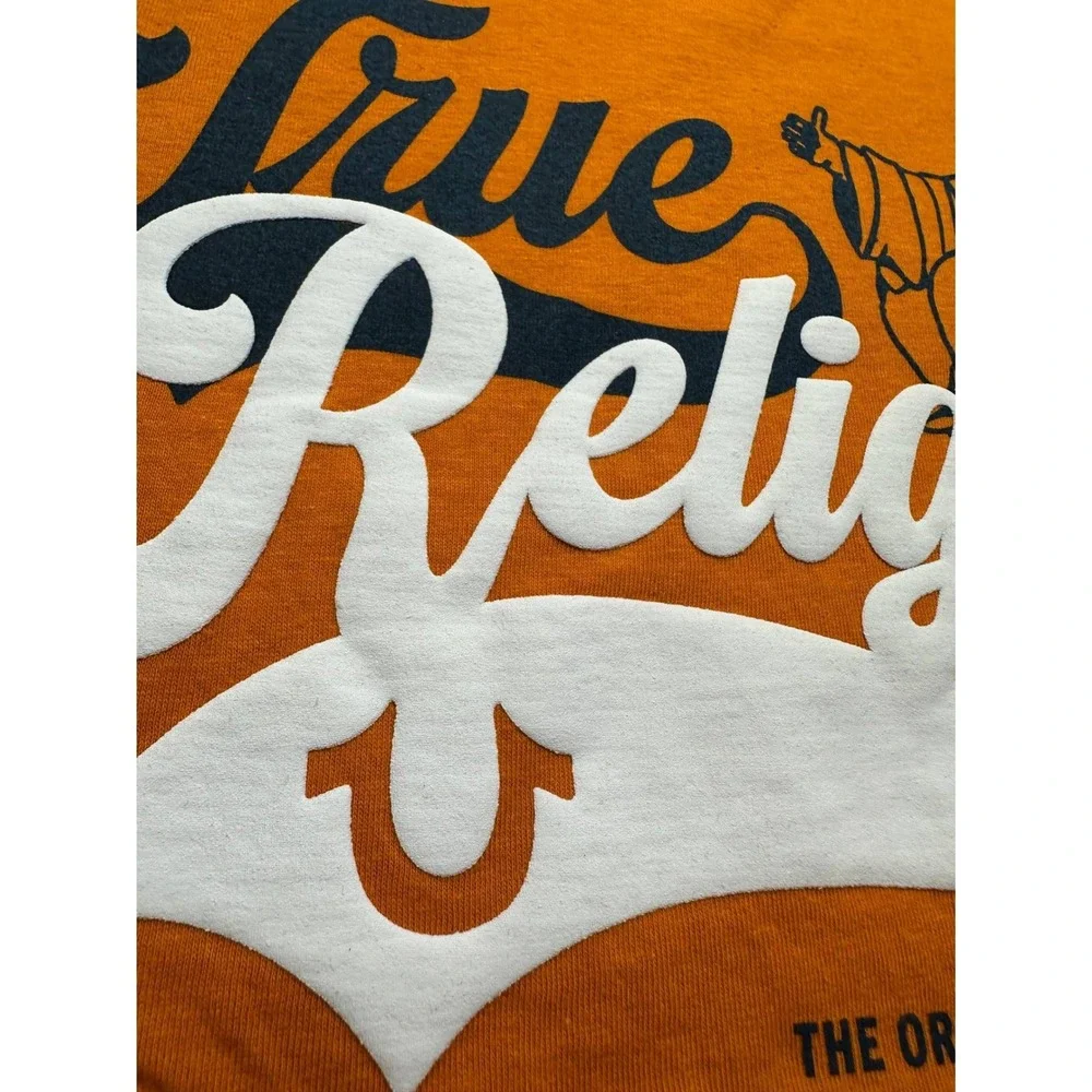 True Religion Mens Autumn Maple Orange Old Skool Buddha Graphic T-Shirt 700042 M